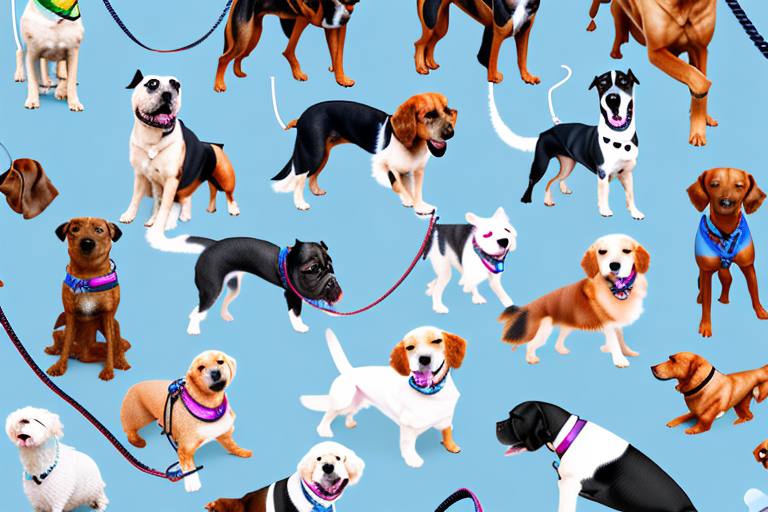 Several different types of dog leashes arranged neatly