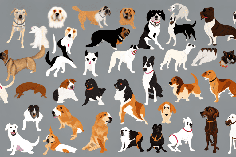 A diverse group of mutt dogs of various shapes