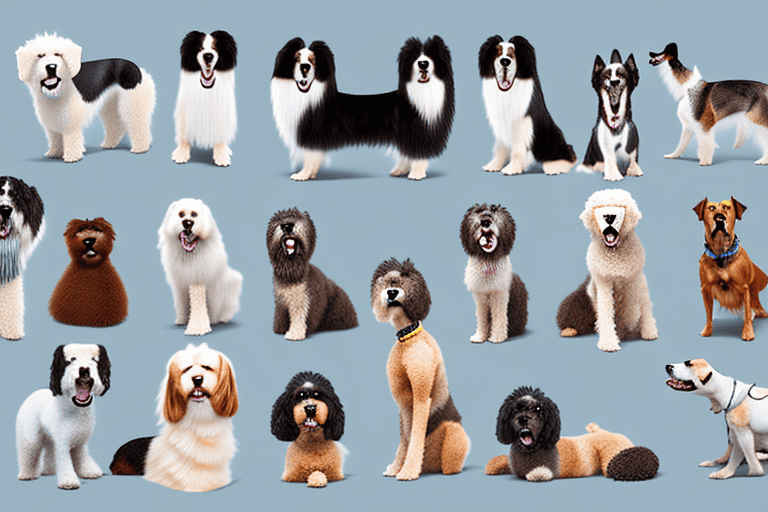 Several different types of non-shedding dogs in various poses