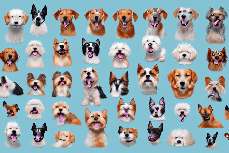 Several different types of dogs with visible