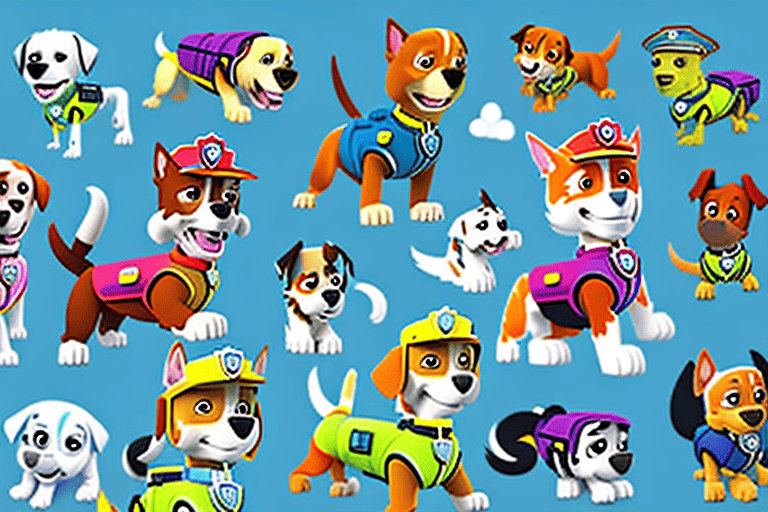 Different breeds of dogs wearing various rescue gear