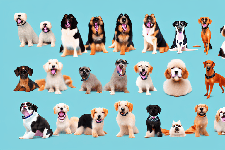 Various breeds of pet dogs