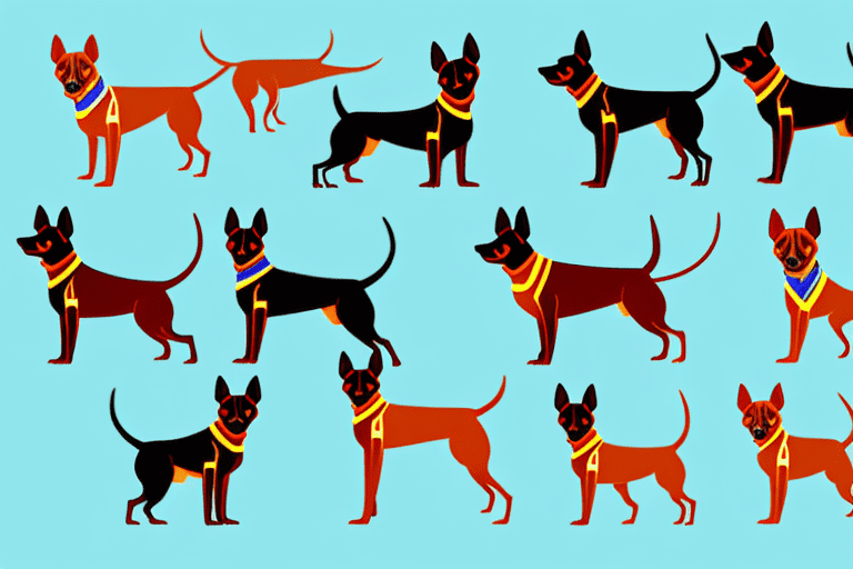 Several distinct types of pinscher dogs