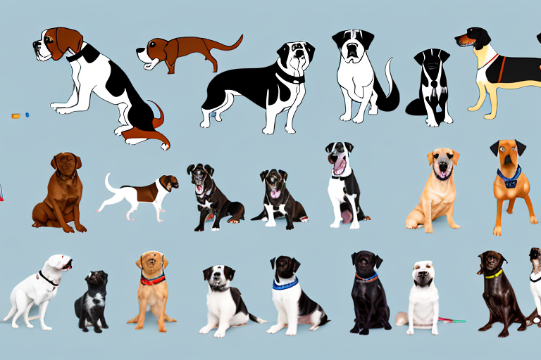 Various dog breeds engaged in different types of training activities