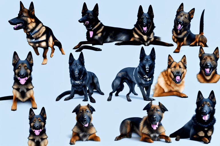 Several different breeds of police k9 dogs