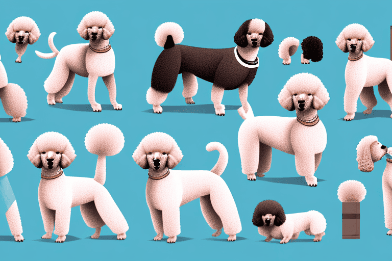 Various breeds of poodle dogs