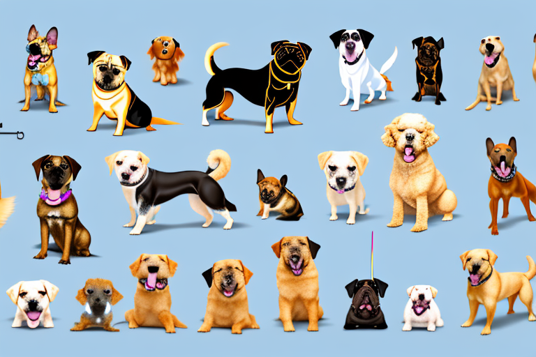 Various popular dog breeds like a golden retriever