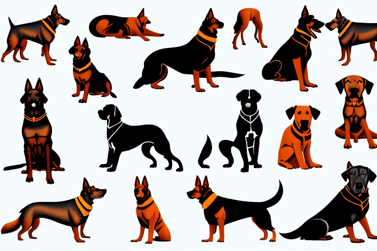 Various breeds of dogs commonly used for protection