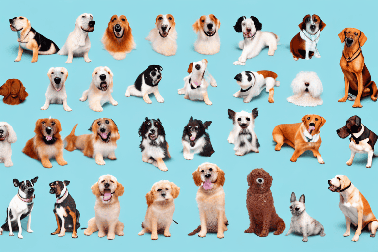 Several different dogs in various poses that expose their bellies