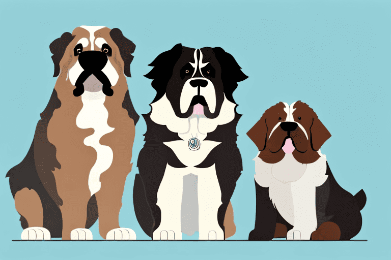 Several different breeds of large dogs