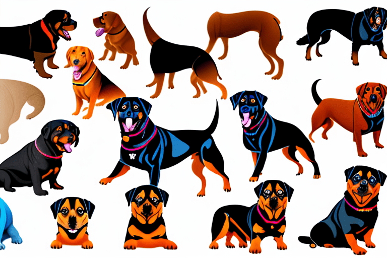 Several different types of rottweiler dogs