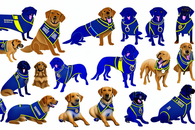 Various breeds of seeing eye dogs