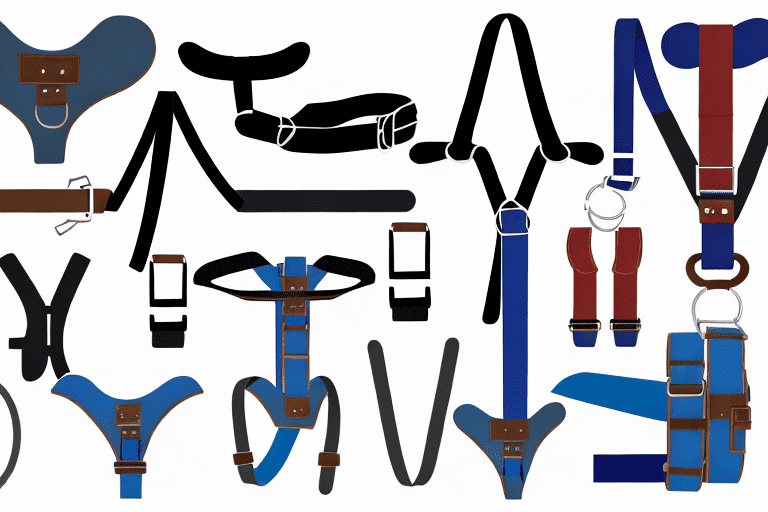 Various types of service dog harnesses