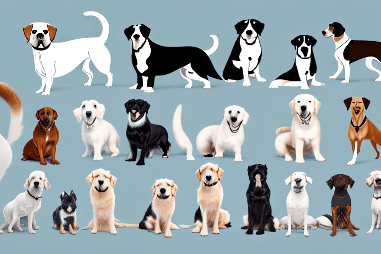 Different breeds of dogs in calm