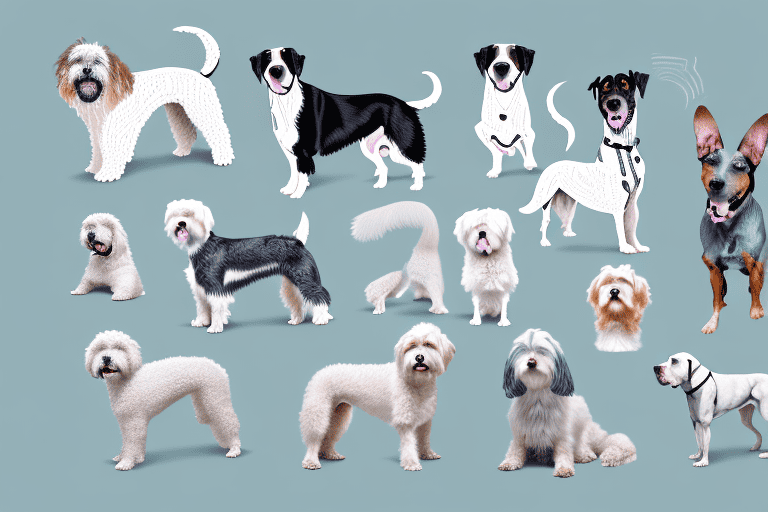 Several different breeds of older dogs