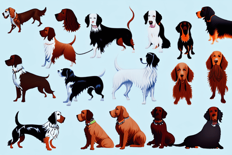 Several distinct types of setter dog breeds