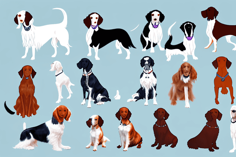 Several distinct setter dog breeds