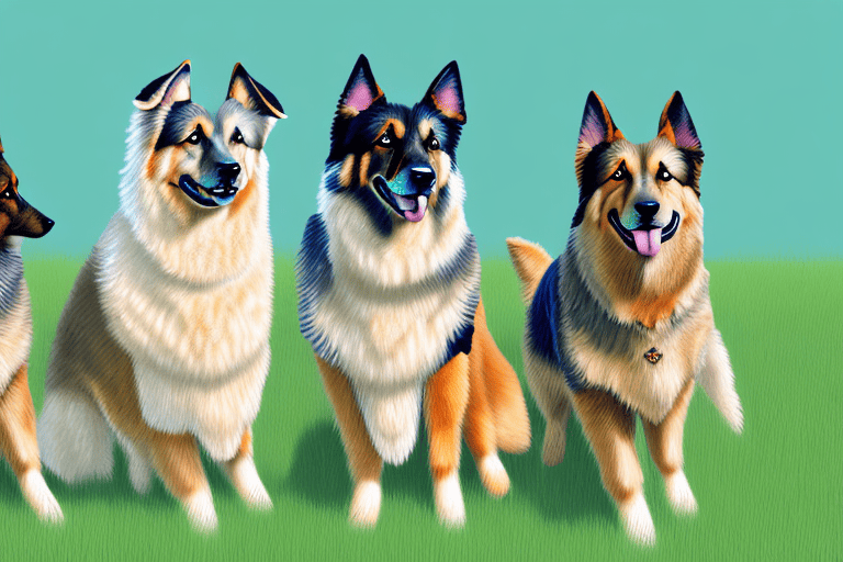 Three different types of shepherd dogs that start with 'a'