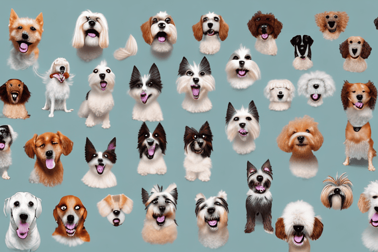 Various breeds of dogs showing different expressions of surprise or shock