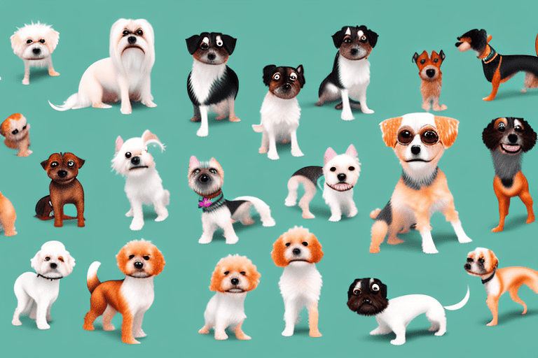 Several different types of small dogs with short hair