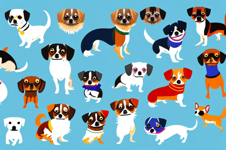 Several diverse types of small dogs