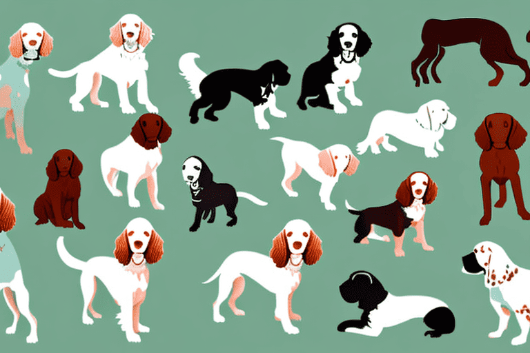 Several different types of spaniel dogs