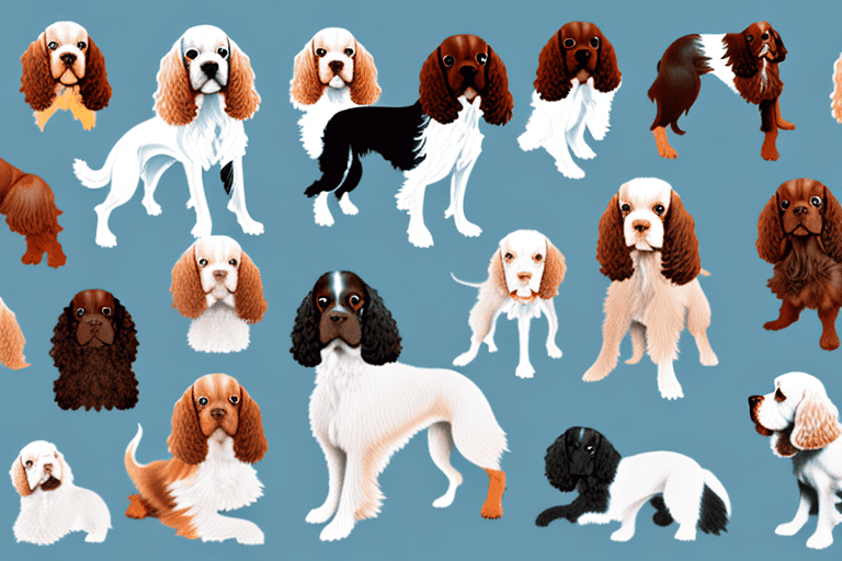 Several different types of spaniel dogs