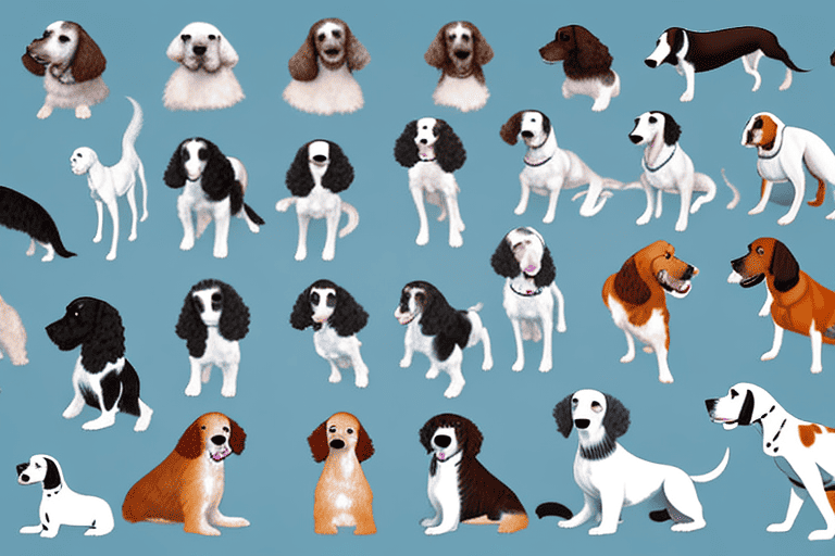 Various types of springer dogs in different poses