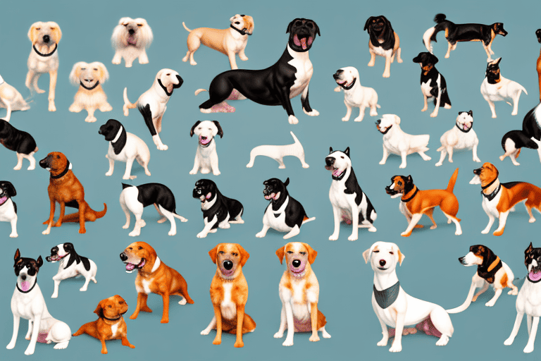 Various types of staffordshire dogs in different poses