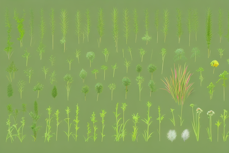 A variety of grass types in a garden setting