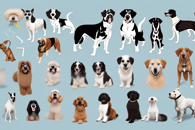 Various breeds of dogs in different situations that could potentially cause stress