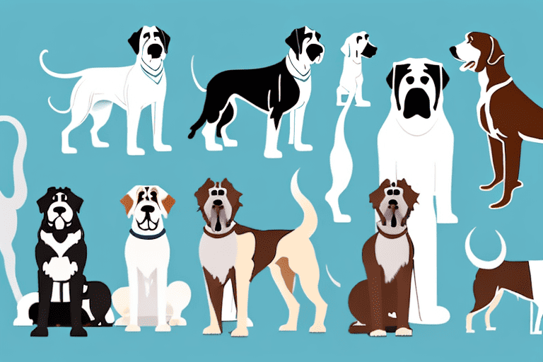 Several different types of tall dogs