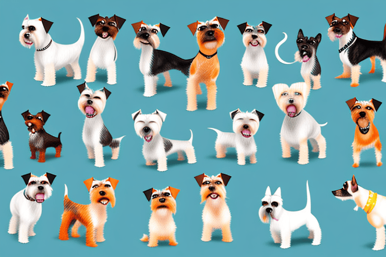 Various types of terrier dogs in different poses