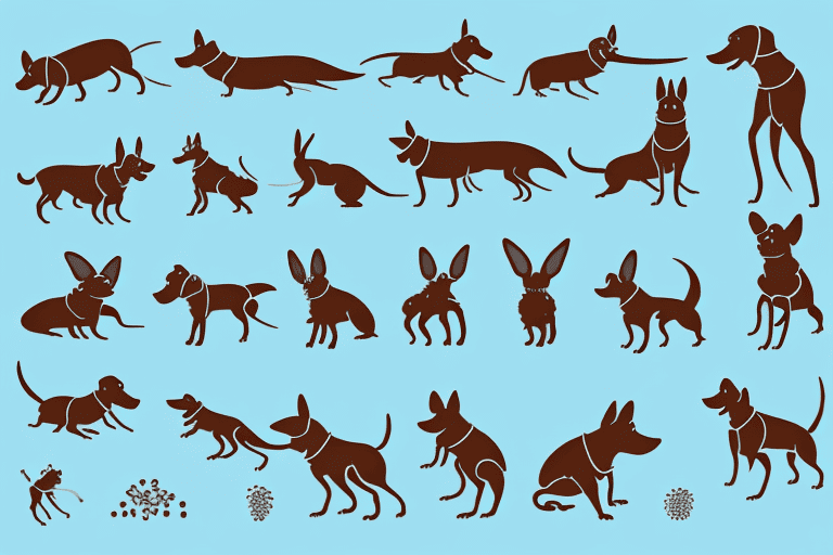 Several different types of ticks in a size comparison with a common dog breed