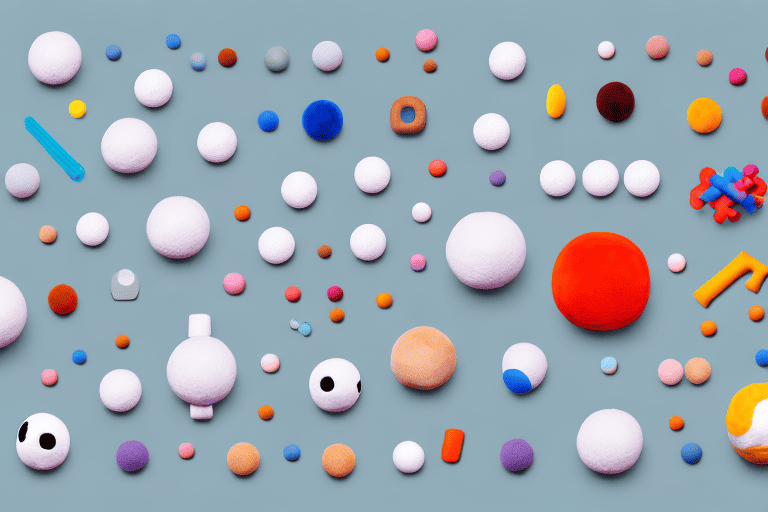 Various types of dog toys such as balls