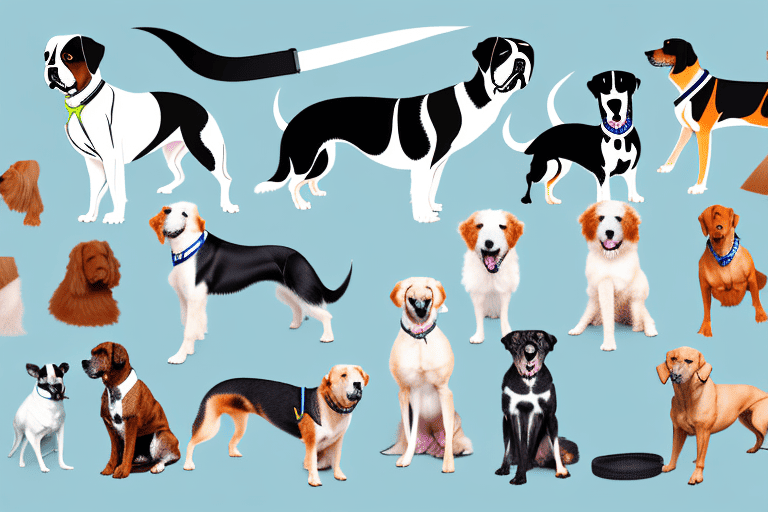 Several distinct breeds of dogs