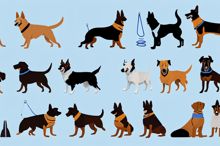 Various breeds of trained dogs showcasing different skills and abilities