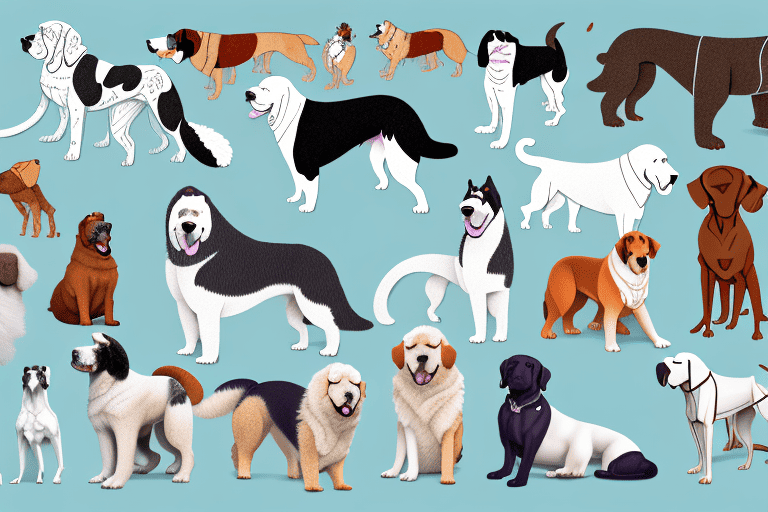 Several different types of very large dog breeds