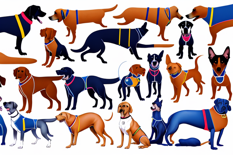 Various types of dog harnesses