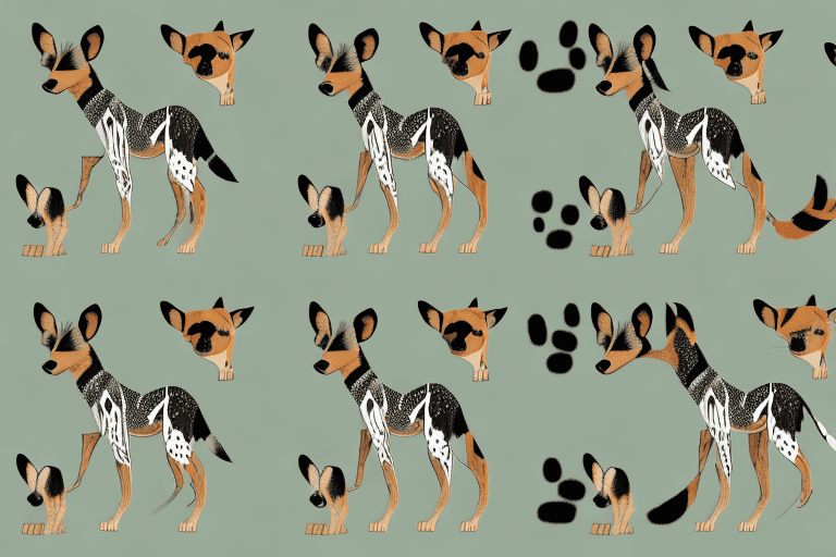 Several different types of wild dogs