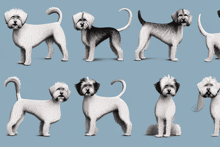 Several different types of wire haired dogs in various poses to showcase their unique coat characteristics