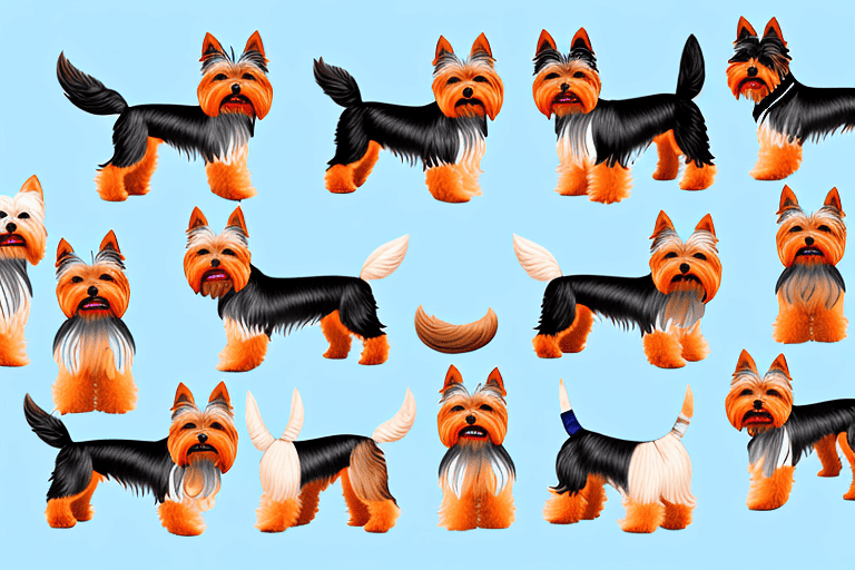 Several different types of yorkshire terrier dogs