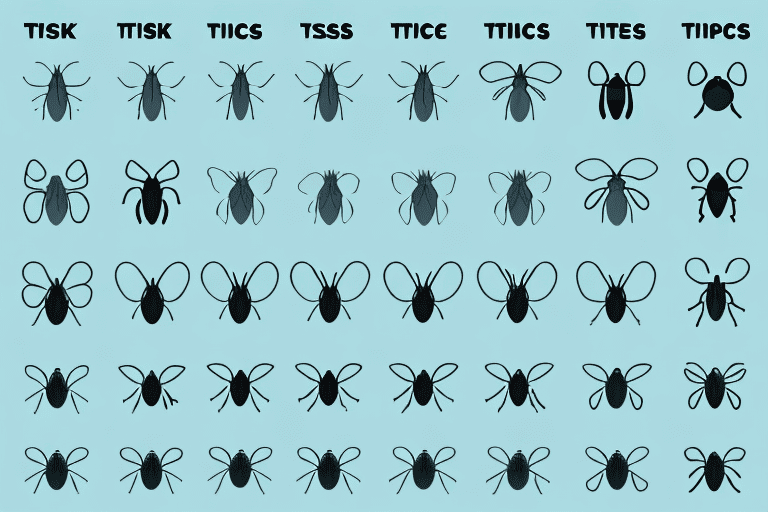 Various types of ticks in different sizes and shapes