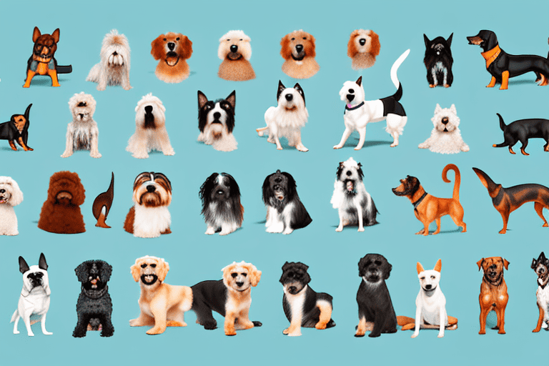 Several diverse types of dog breeds