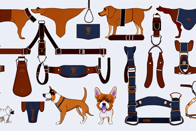 Various types of dog harnesses