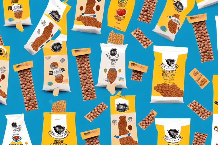 Several different types of victor dog food packaging arranged in a row