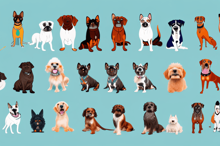 A diverse group of different dog breeds