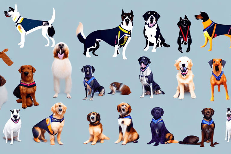 Several different breeds of dogs