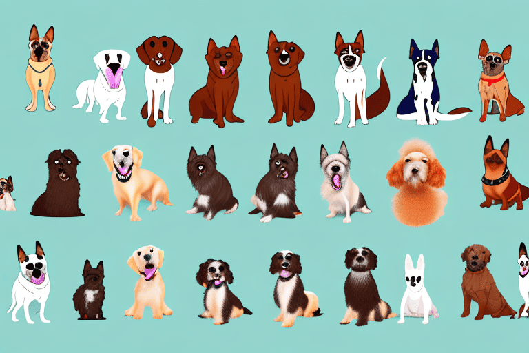 Various types of dogs in different sizes