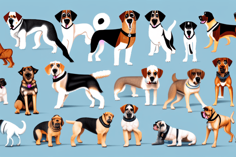 Several different breeds of dogs